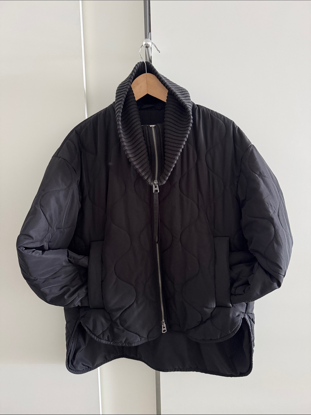 Lucky Brand black Quilted Zip-Front Jacket
